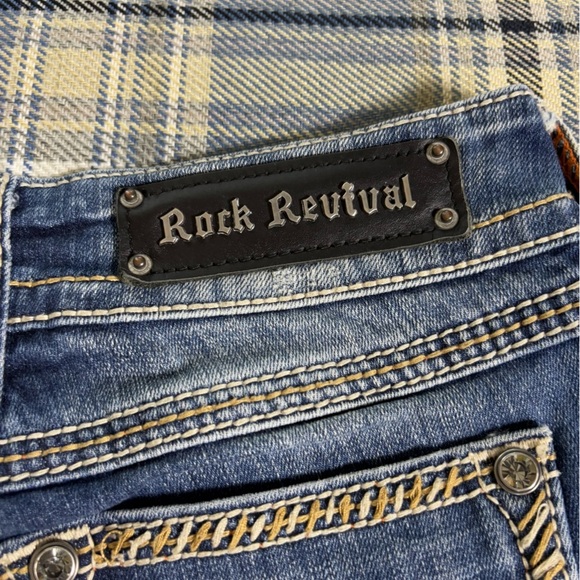 Rock Revival Blake Easy Boot Jeans Whiskered Buckle - Picture 7 of 10